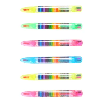 6 шт 20 цветных карандашей, разноцветные детские ручки для граффити, пастельные ручки для рисования, детские для малышей, многоцветные масляные