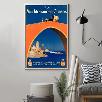 Круизы по Средиземному морю, плакат о путешествиях, настенная живопись на холсте, украшение дома (без рамки)