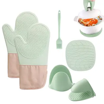 Перчатки для микроволновой печи, Теплоизоляционные Силиконовые Перчатки для выпечки, Прихватка для духовки, Держатель для кастрюли, Нескользящая подставка для гриля, Зажим для рук для кухни