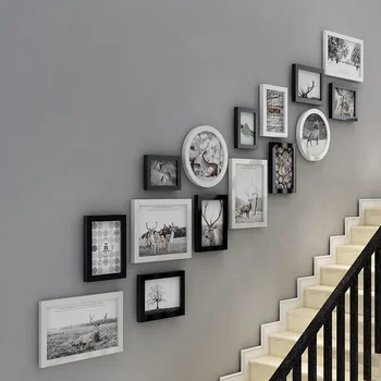 Роспись лестниц Настенные росписи коридоров и прихожих и подвесные картины Комбинированная фоторамка для домашней фотостены